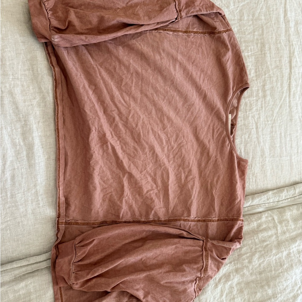 Casual Mauve Long Sleeve Crop Top